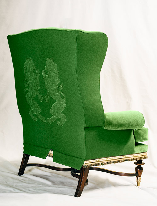Lion Rampant symbol on Highland chair
