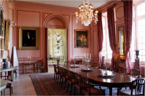 The formal dining room at Château du Grand-Luce by Timothy Corrigan