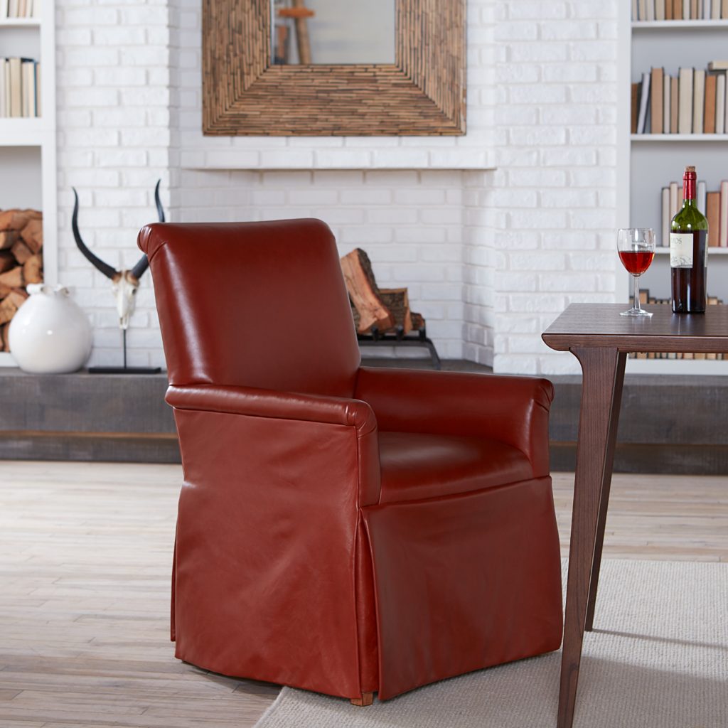 Modern leather dining chair from Bruce Andrews Curated