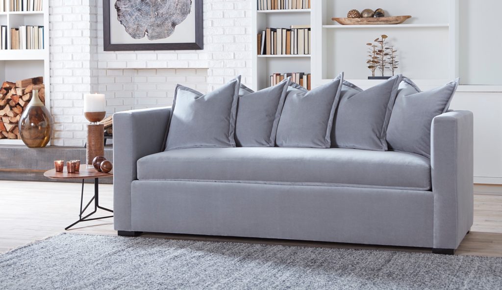 The Dixon Sofa is a modern sofa upholstered in linen from Bruce Andrews Curated